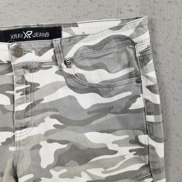 XRAY Jeans Shorts Mens 36 Gray Camo Denim Moto Biker Stretch Ribbed Five Pocket - Picture 3 of 16